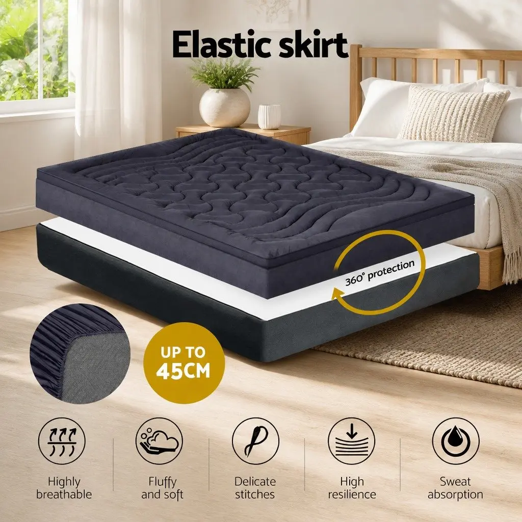 Pillowtop Mattress Topper King 4.5cm Deep 3-Zone Comfort Charcoal