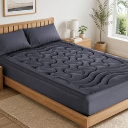 3-Zone Pillowtop Mattress Topper King Single 1000GSM Charcoal Washable Deep
