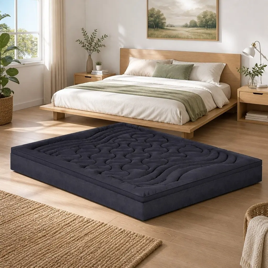 Mattress Topper King Single 1000GSM Charcoal 3-Zone Pillowtop Deep Washable