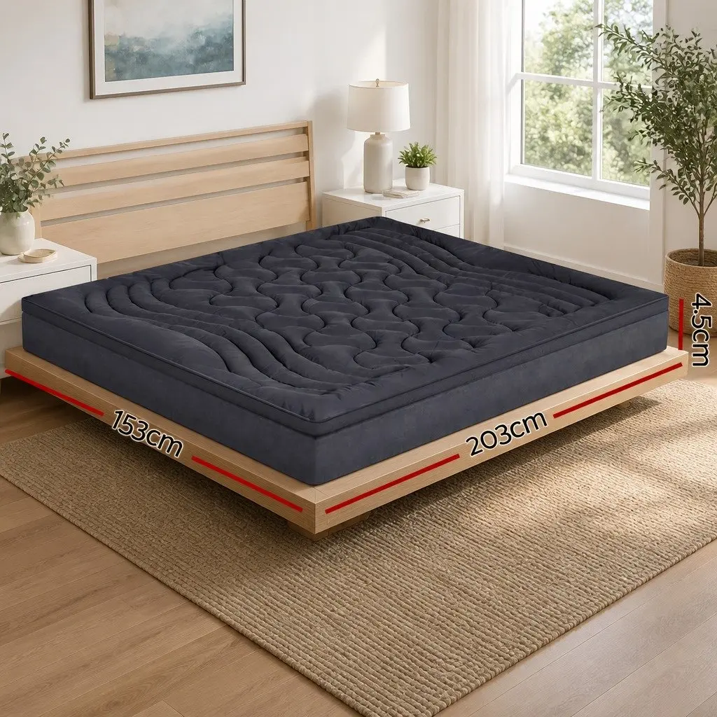 Queen Mattress Topper 1000GSM 3-Zone Comfort Charcoal Deep Pocket 45cm