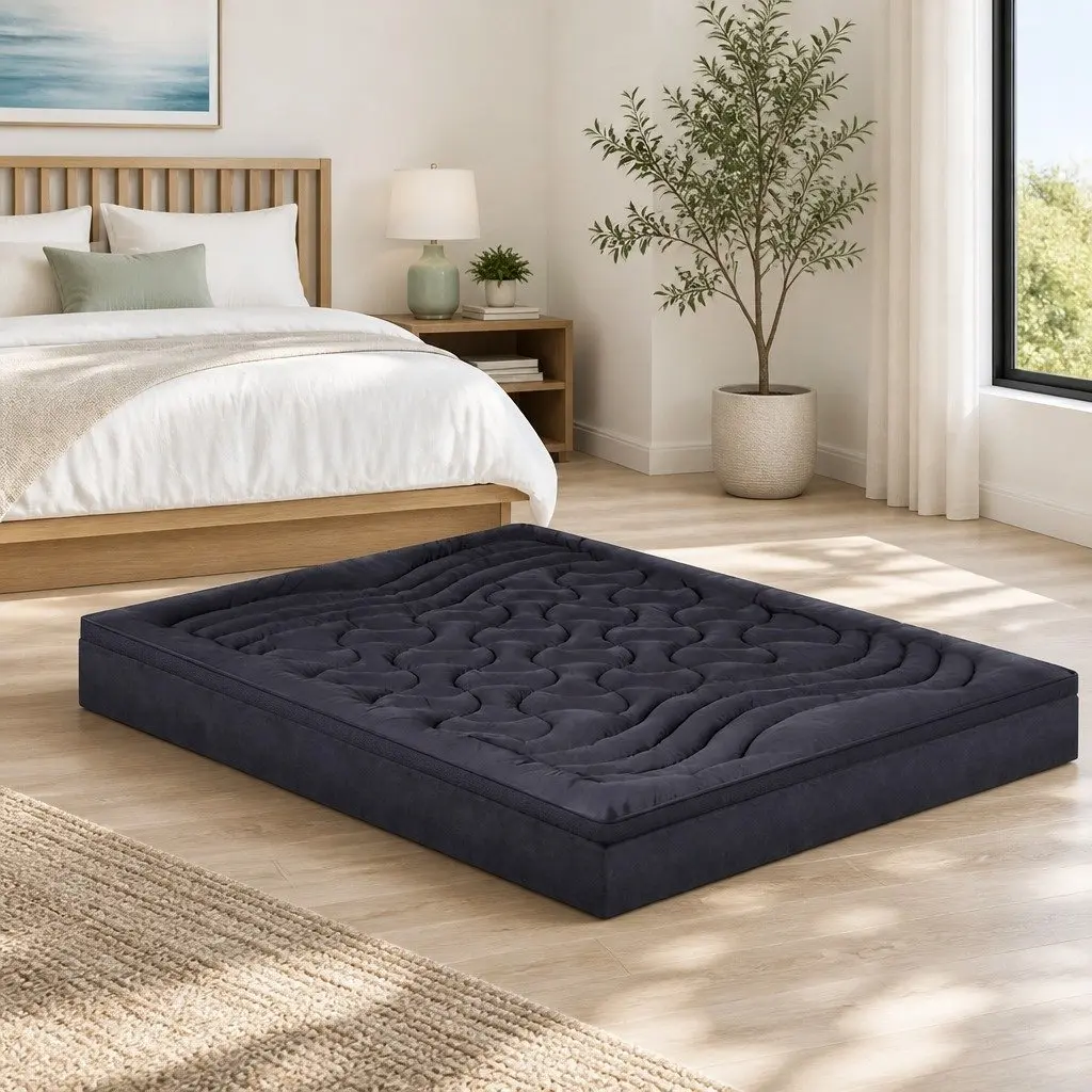 Mattress Topper Single 3-Zone Pillowtop 1000GSM Microfibre Charcoal Deep Pocket