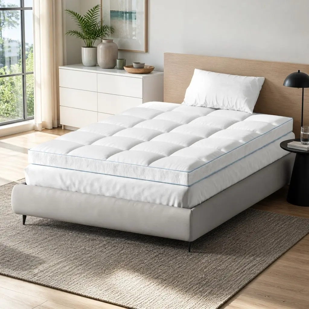 Pillowtop Mattress Topper 10cm Thick Double Bed Pad White Cooling Underlay