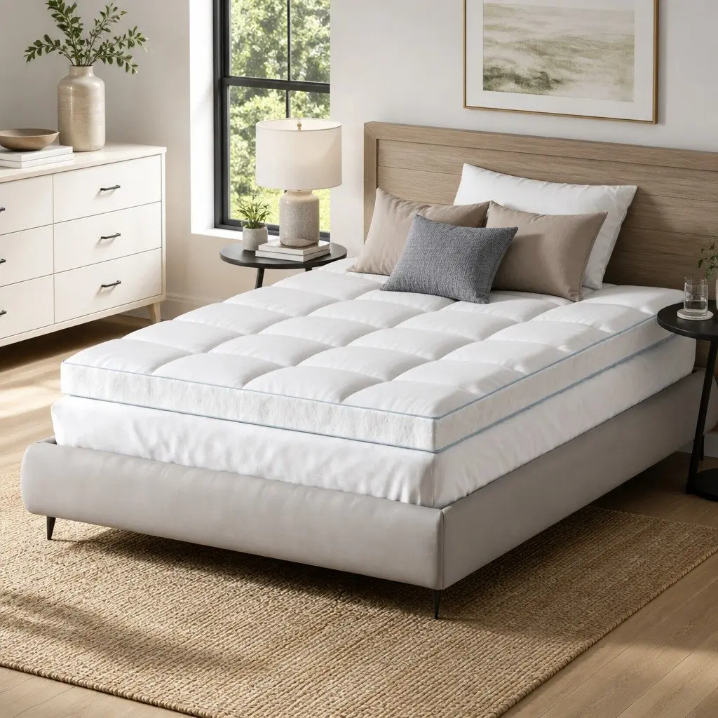 Pillowtop Mattress Topper 10cm Thick Double Bed Pad White Cooling Underlay