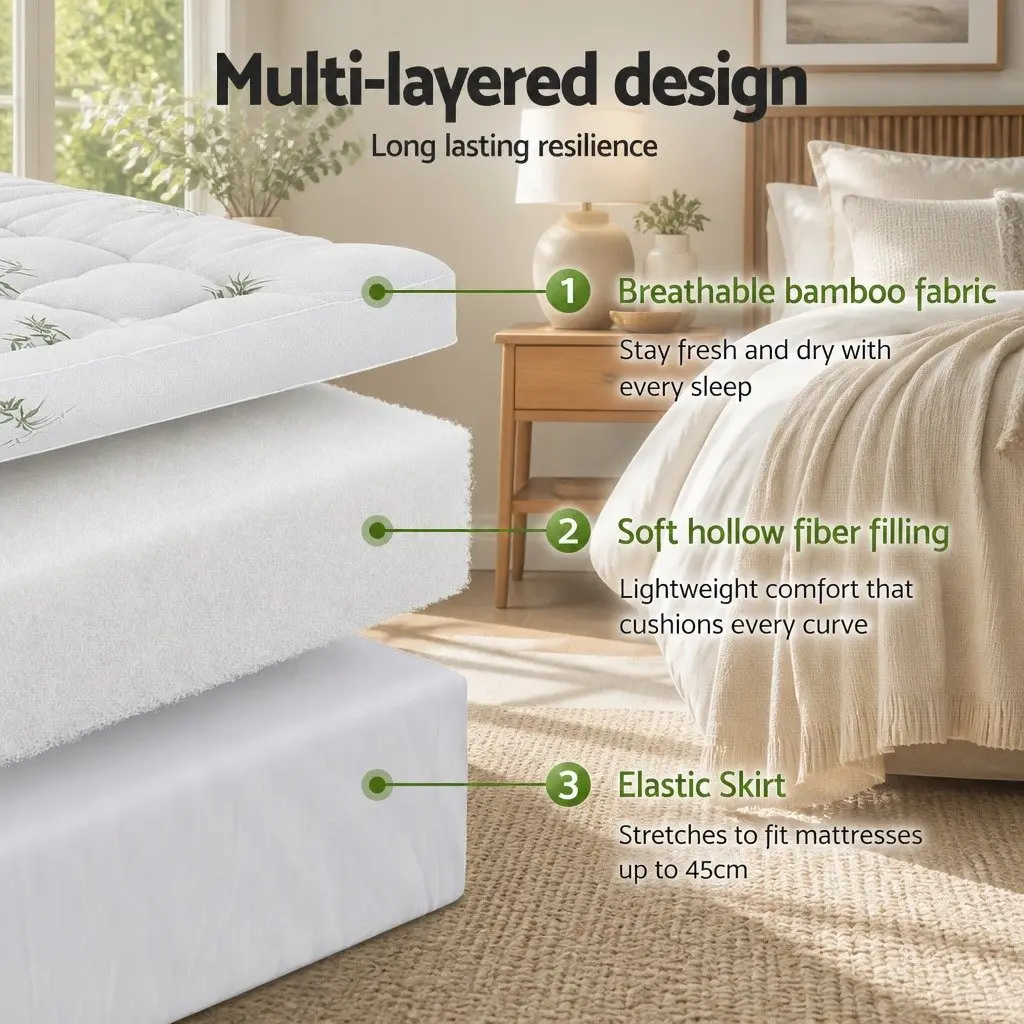 Mattress Topper 11cm Thick Bamboo Pad King Single Bed Cover Deep Pocket