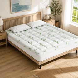 King Pillowtop Mattress Topper 7.5cm Thick Bamboo Cover Pad Washable Bed