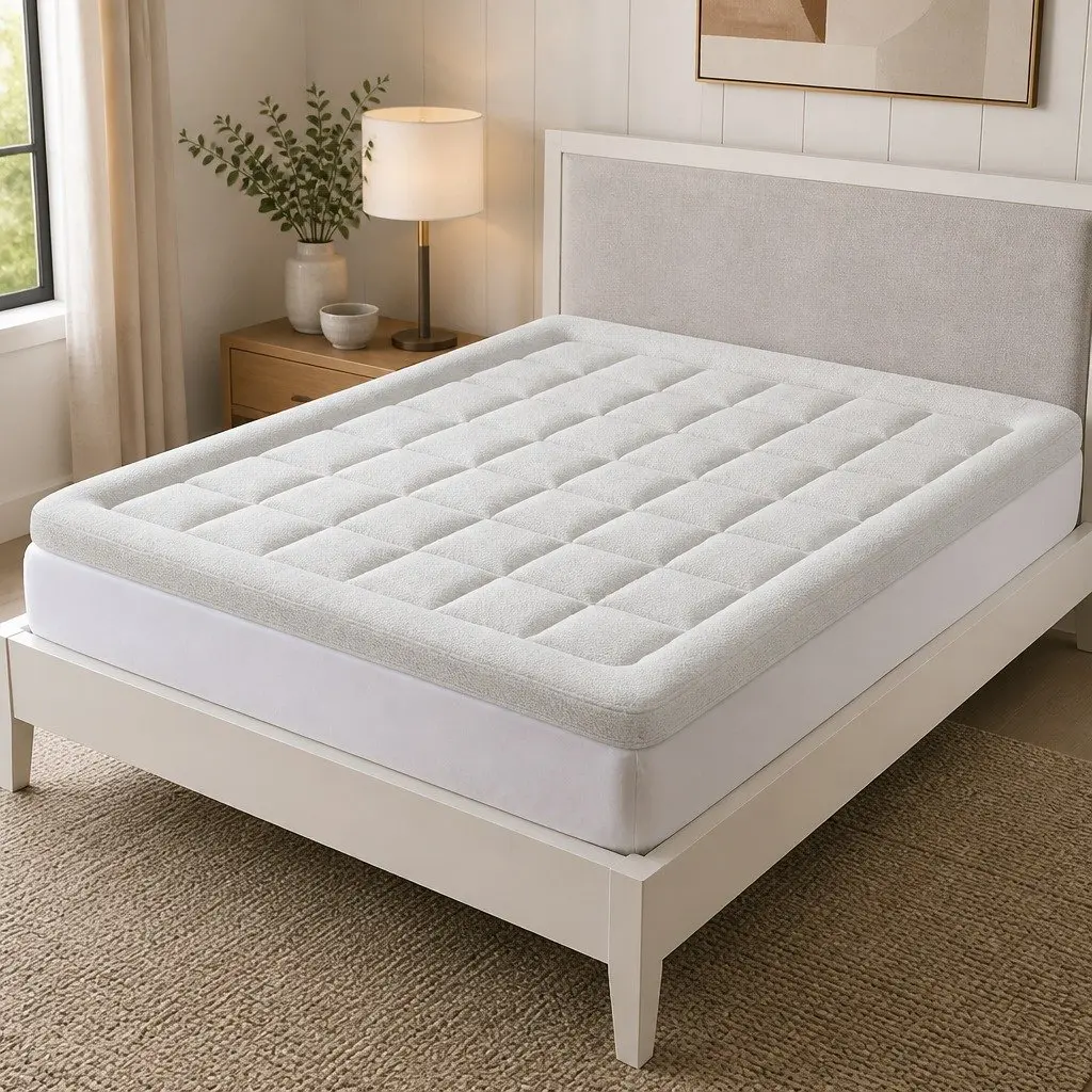 King Mattress Topper 7.5cm Thick Bamboo Cover Washable Microfibre Fill