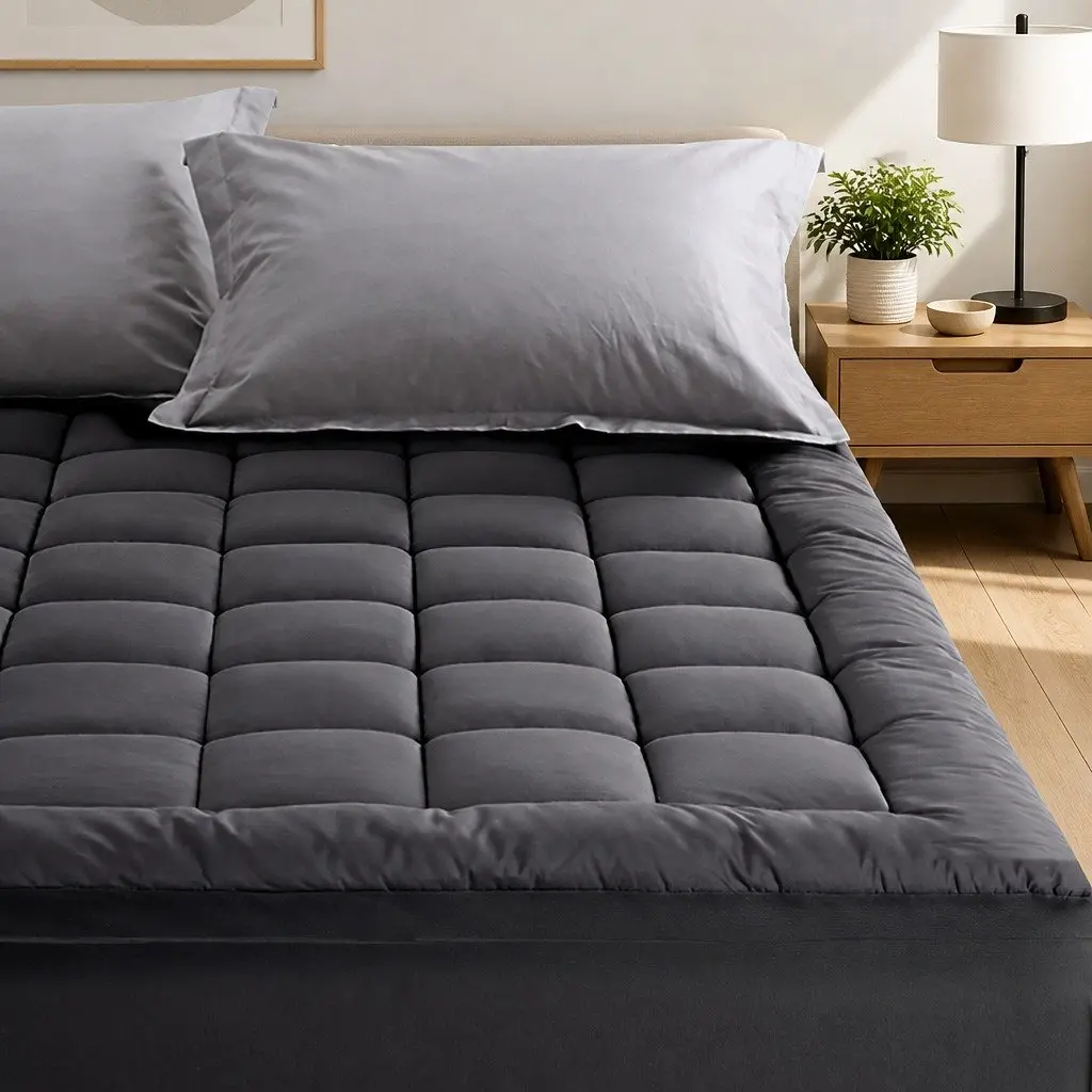 Mattress Topper Double Bed 5cm Thick Bamboo Charcoal Microfibre Cooling Pad Grey