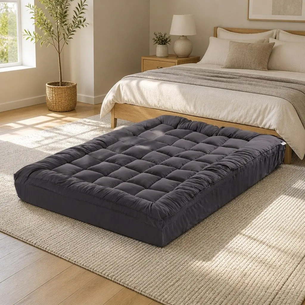 Mattress Topper Double Bed 5cm Thick Bamboo Charcoal Microfibre Cooling Pad Grey