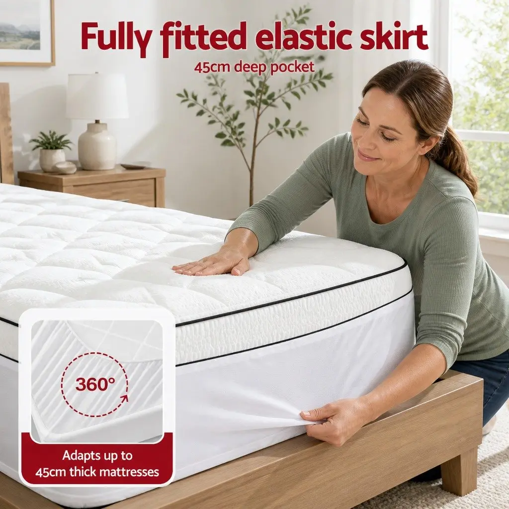 Queen Mattress Topper 5cm Pillowtop Coral Fleece Fabric Baffle Box Stitch Construction