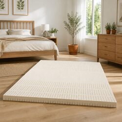 Latex Mattress Topper Double 7.5cm 7-Zone Pressure Relief Breathable Cooling