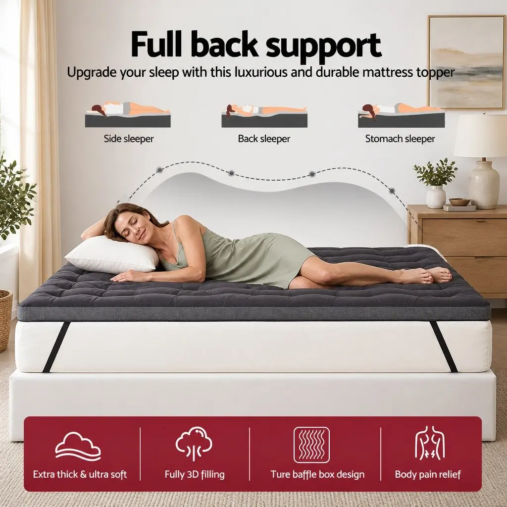 Pillowtop Mattress Topper 5cm Bamboo Polyester Microfibre Pad Double Bed