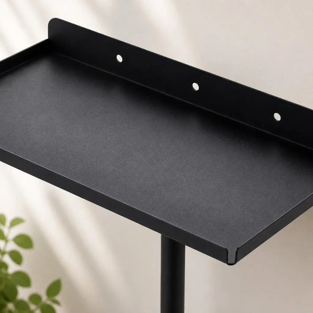 Wall Mounted Towel Rack 3 Hooks Spacious Shelf Carbon Steel Black