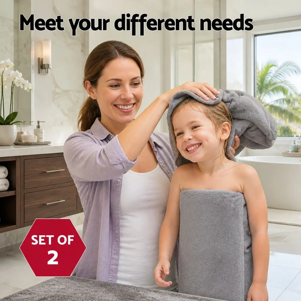 Extra Large Bath Sheets 180cm x 90cm Cotton Towels Grey 2 Pack