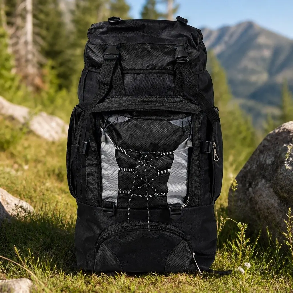 80L Military Backpack Waterproof Tactical Hiking Camping Travel Rucksack Black