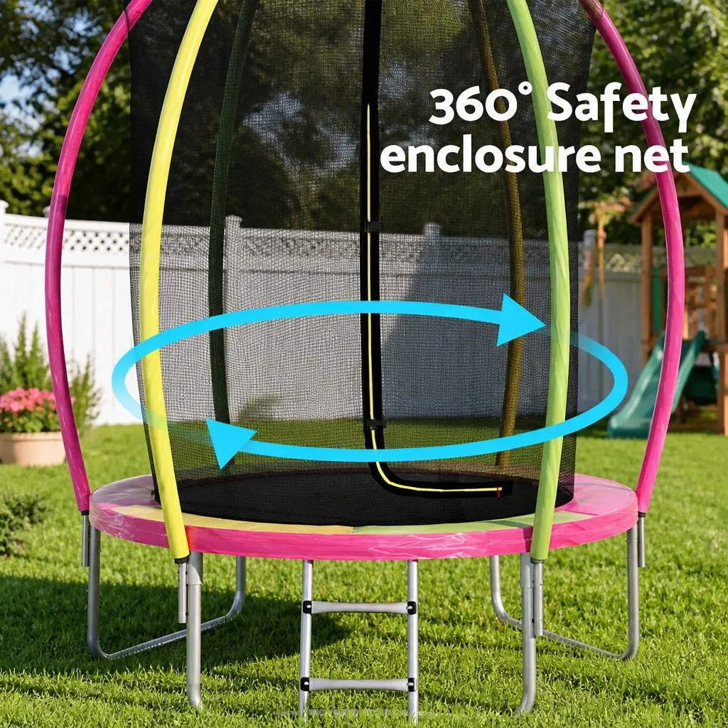 6ft Kids Round Trampoline with Enclosed Safety Net and Foam Wrapped Posts
