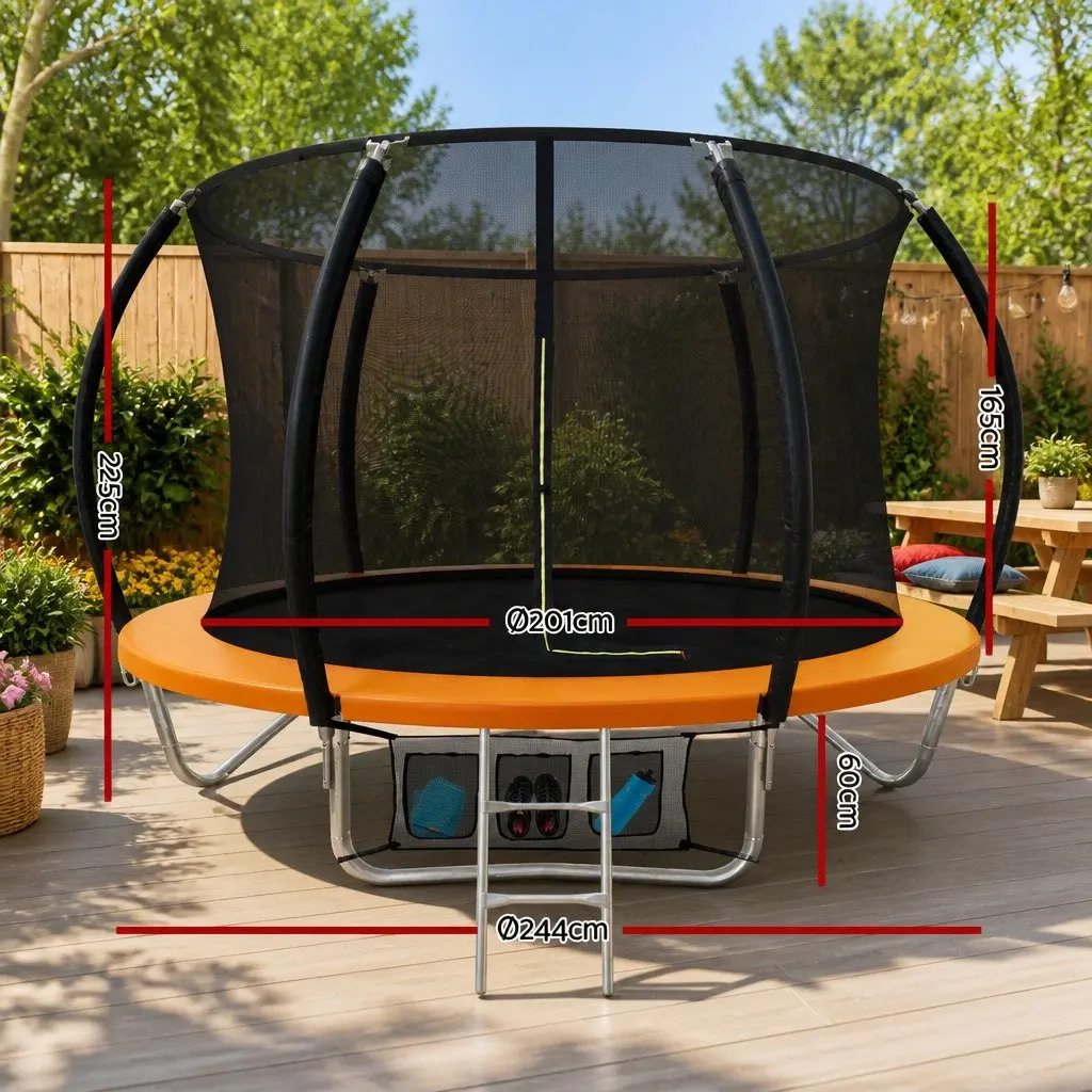 8FT Trampoline with Safety Net Enclosure and Ladder for Kids Orange