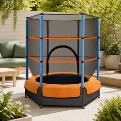 Compact Red Trampoline 4.5FT with Safety Net for Kids