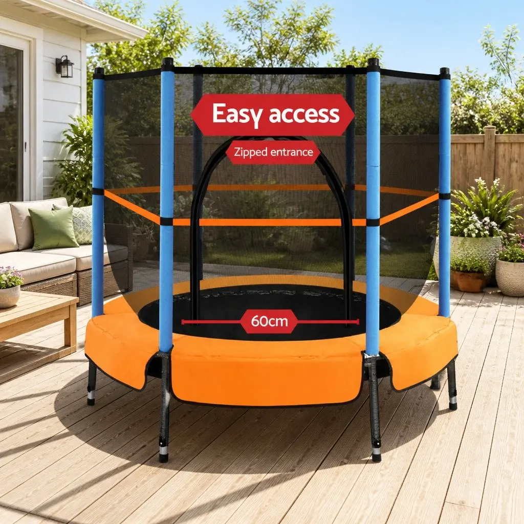 Kids Trampoline 4.5FT with Safety Net Enclosure Rebounder Bouncer Red