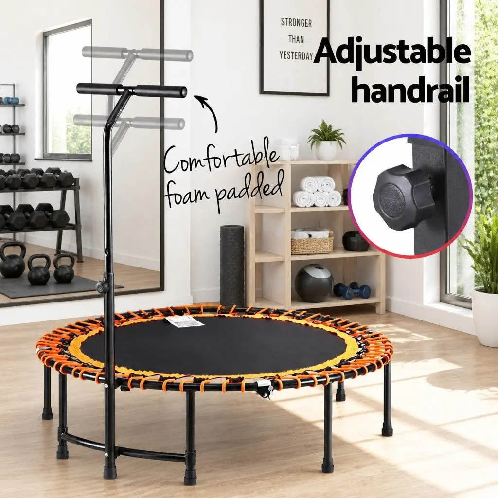 Fitness Trampoline 48 Inch Foldable Rebounder Sturdy Frame Adjustable Handrail