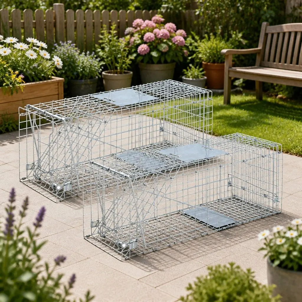 Humane Animal Trap Cage 66x23cm Collapsible Spring Loaded Door