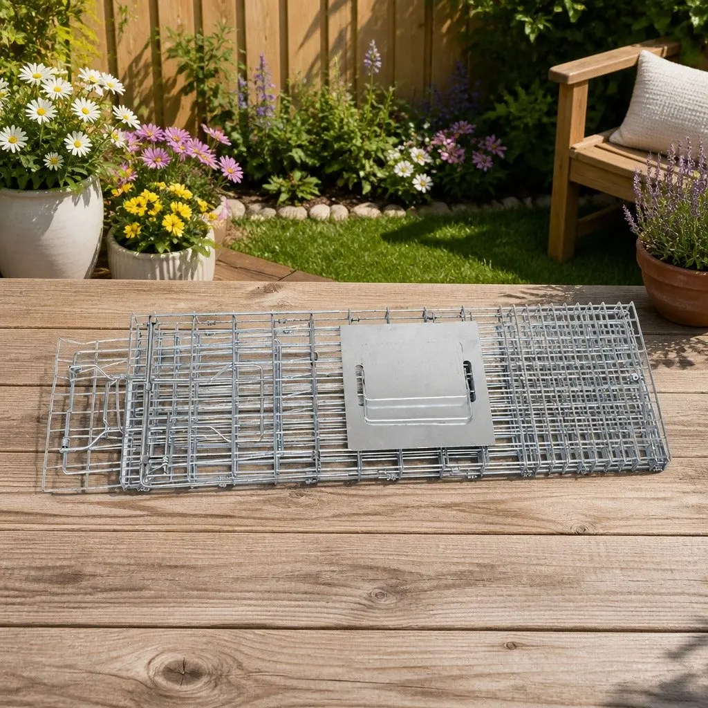 Humane Animal Trap Cage 66x23cm Collapsible Spring Loaded Door