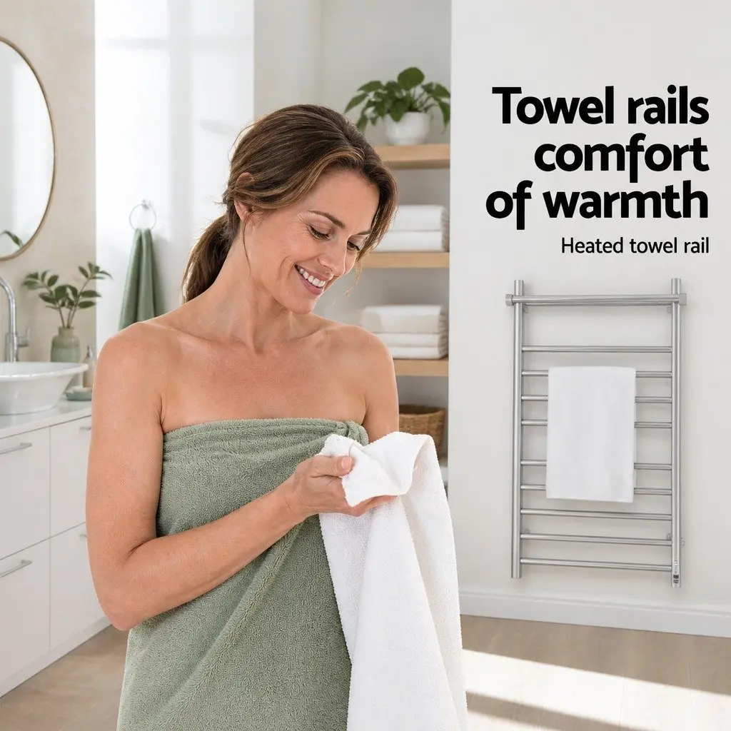 Electric Heated Towel Rail 14 Bars Wall Mounted Stainless Steel Quick Heat Up