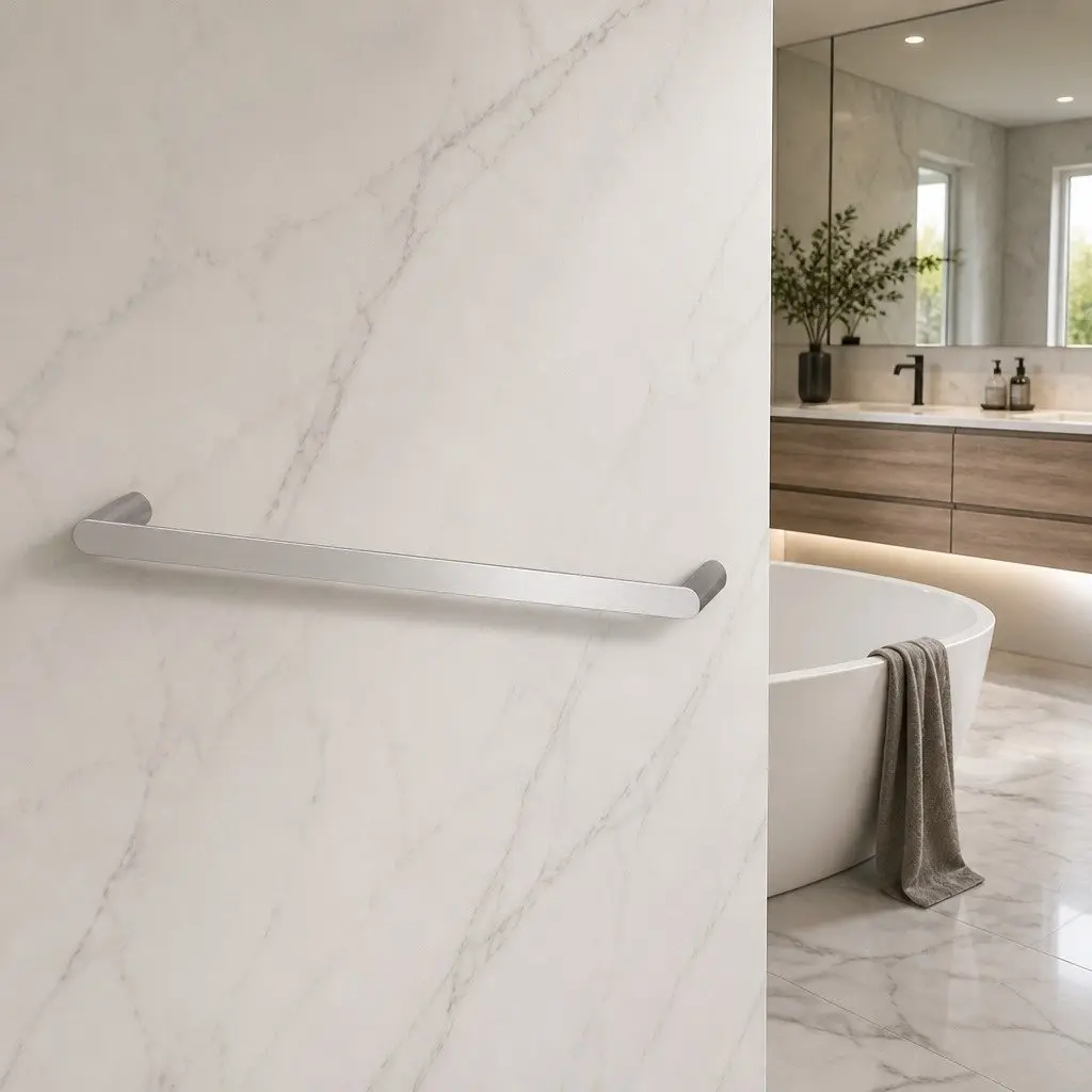 Wall Mounted Towel Rack 600mm Brushed Chrome Rust and Corrosion Resistant