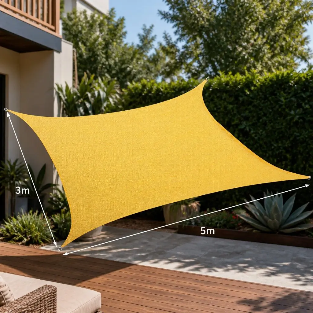 Rectangular Shade Sail 3.6m x 3.6m UV Protection Breathable Knitted Material Outdoor Canopy