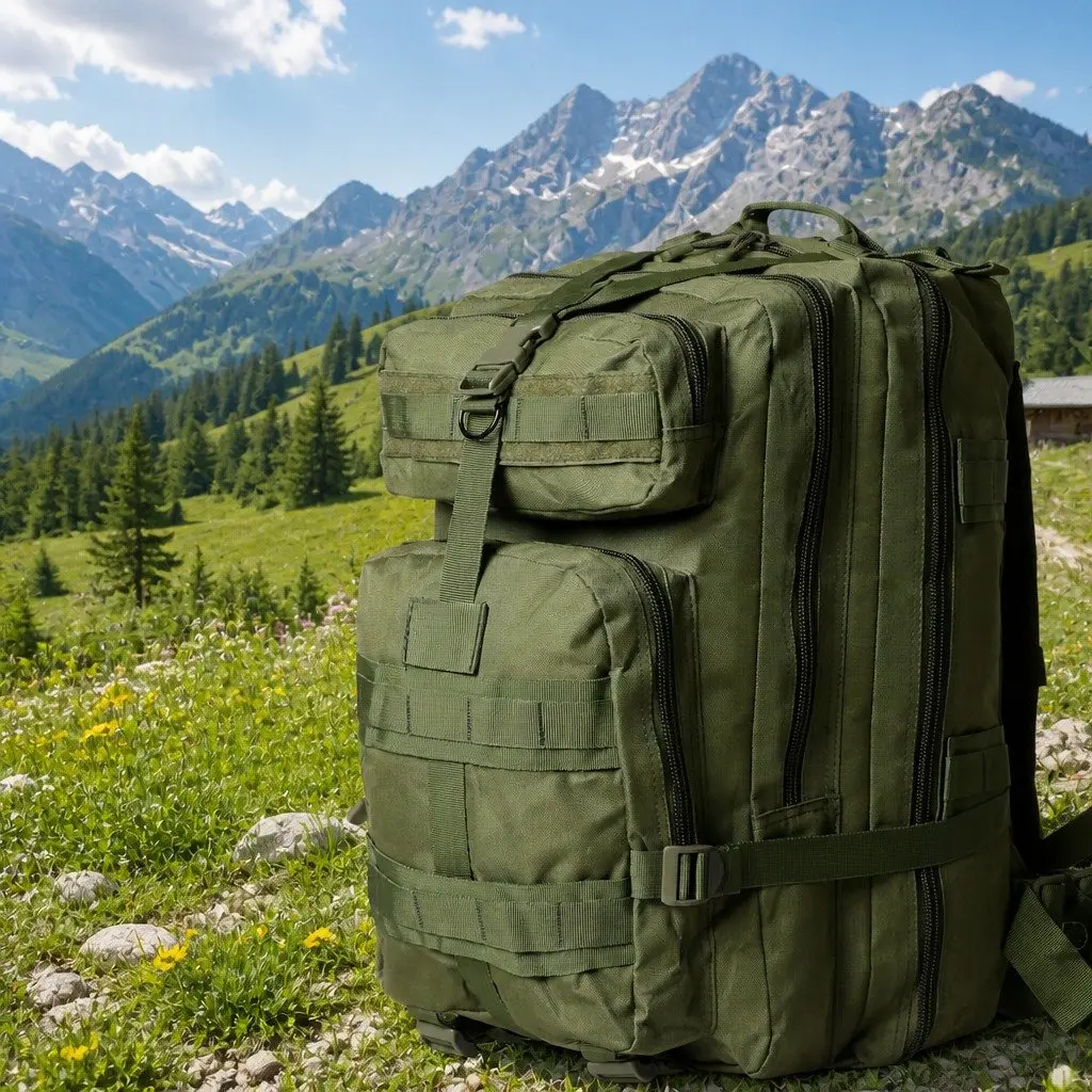 Military Tactical Backpack 40L Large Capacity Army Green Camping Hiking Rucksack