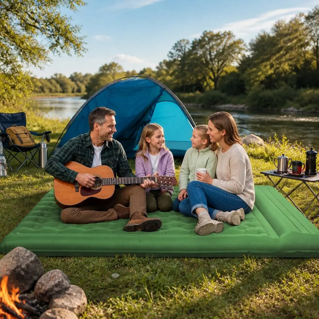 Self Inflating Camping Air Mattress Double with Foot Pump Portable Lightweight