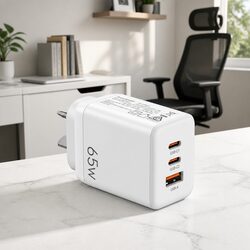 Versatile 3-Port 65W USB C Charger for Daily Life