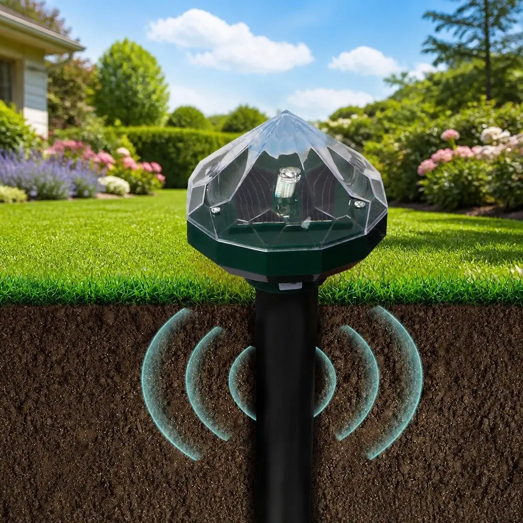 Solar Snake Repeller 4 Pack Garden Pest Deterrent with LED Light and Vibration Technology