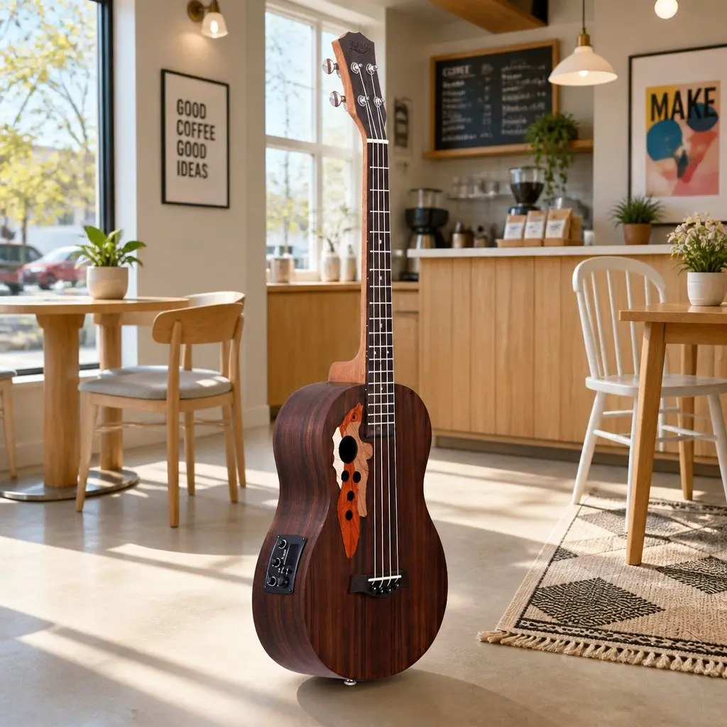30 Inch Ukulele with EQ Equaliser 18 Frets Nylon Strings Ebony Top