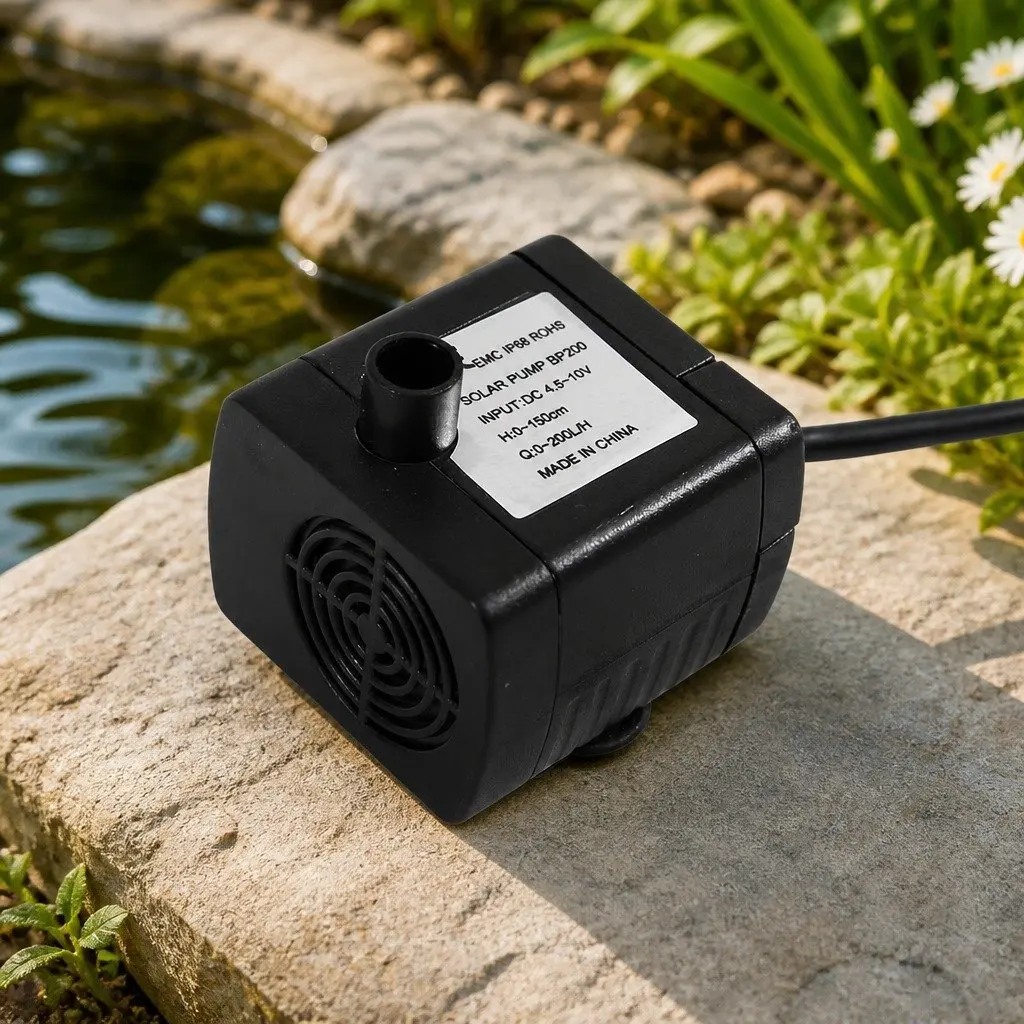 Solar Powered Water Fountain Outdoor Feature 5W Polycrystalline Panel 8 Nozzle Options