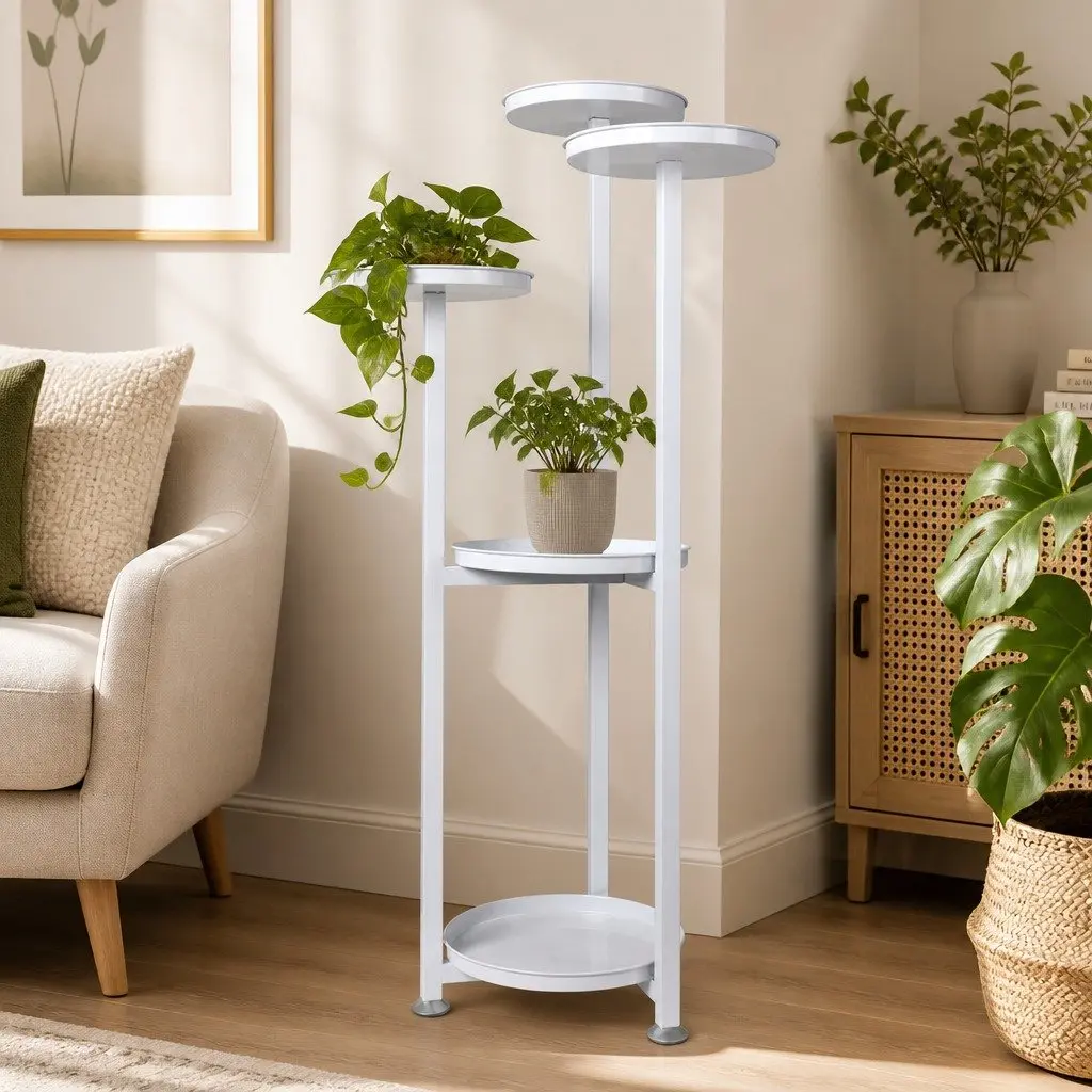 5 Tier Plant Stand Medium Sturdy Indoor Outdoor Display Rack White