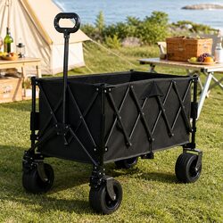 Folding Wagon Cart 3-Tier Trolley All-Terrain Wheels Outdoor Camping Beach