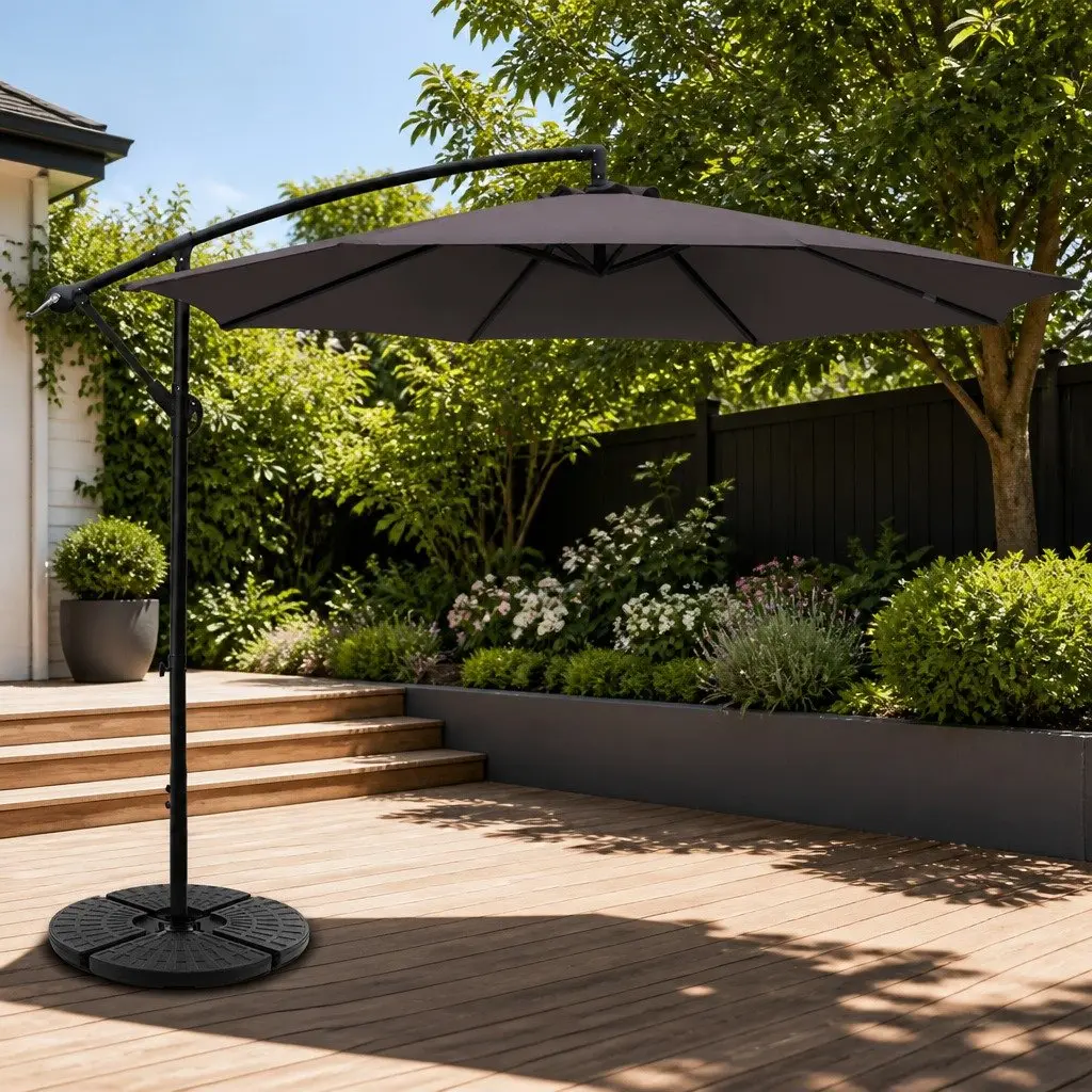 3m Outdoor Umbrella Octagonal Canopy UV50+ Water-Resistant Polyester Steel Frame
