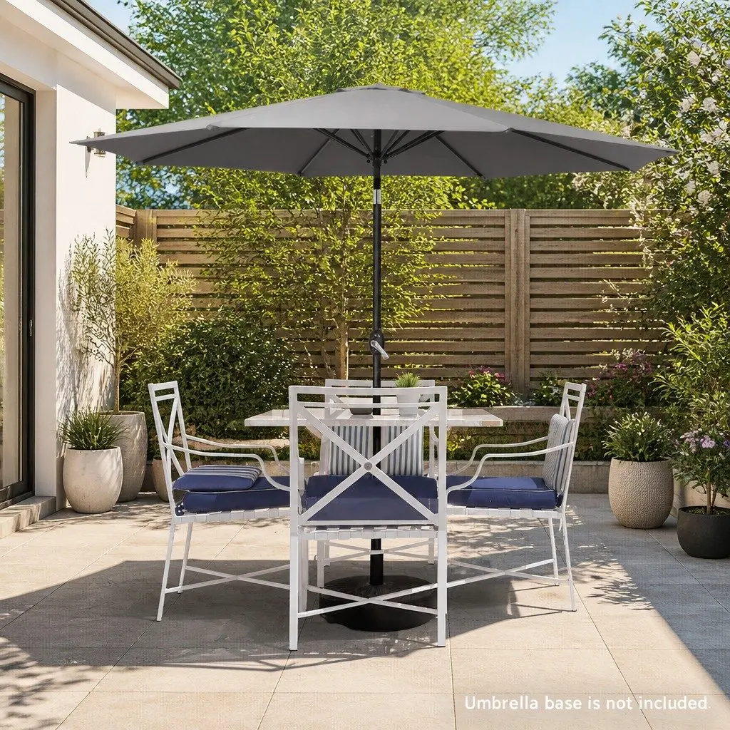 Outdoor Umbrella 2.7m UV50+ Charcoal Tilt Mechanism for Patio Garden Beach