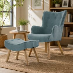 Transform Your Space with This Blue Velvet Lounge Set