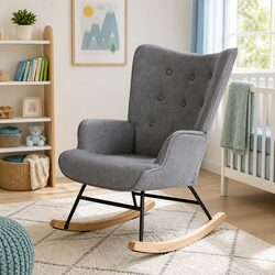 Stylish Grey Rocking Armchair for Living Spaces