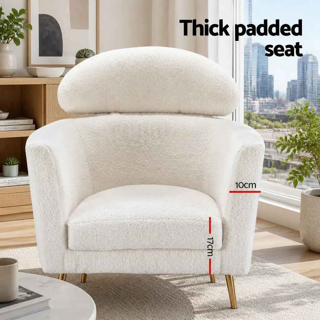 White Boucle Accent Chair