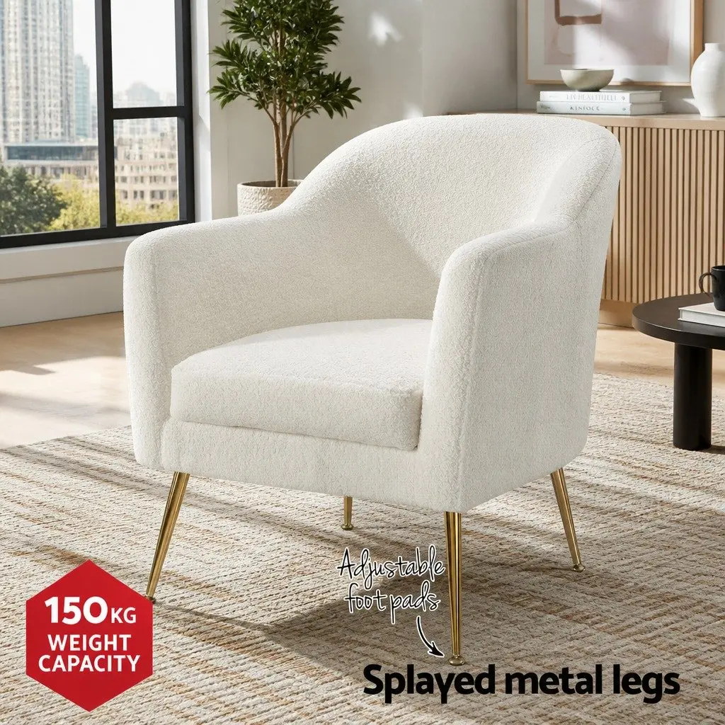 White Boucle Accent Chair