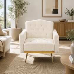 Beige Boucle Armchair for a Stylish and Cozy Living Space