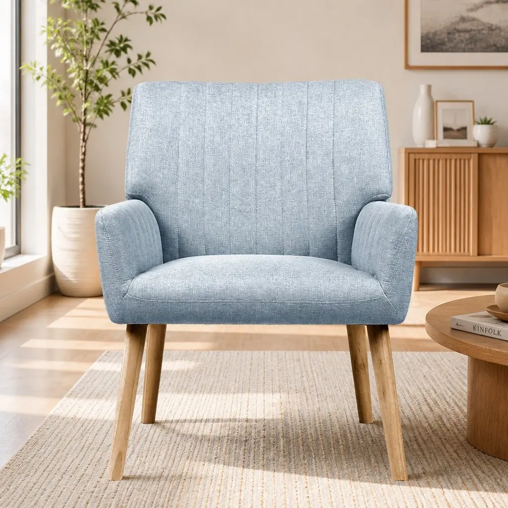 Armchair Grey Fabric Comfortable Lounge Chair Relaxation Seat Home Furniture
