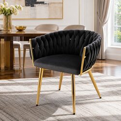 Enhance Your Space with a Plush Velvet Hand-Woven Dining Chair