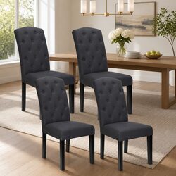Chic Grey Linen Dining Chairs for an Enhanced Dining Space