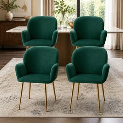 Dining Chairs Set of 4 Velvet Armchair Green Kitchen Lounge Seating Furniture