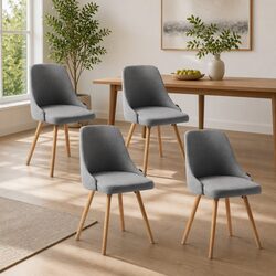 Grey Fabric Dining Chairs Set of Four for Stylish Dining