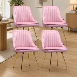 Elegant Dining Chair Set of 4 with Vintage Pink Design