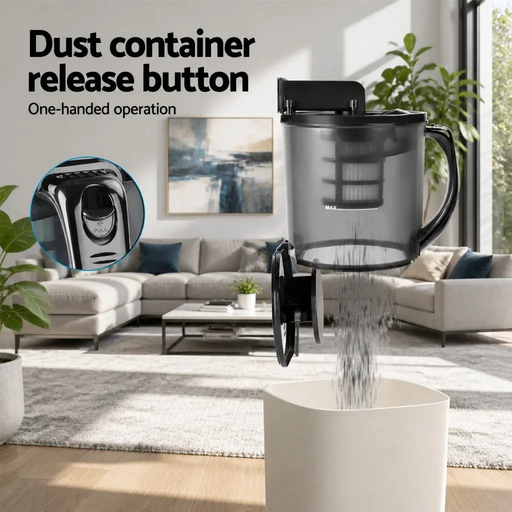 Bagless Stick Vacuum Cleaner 2200W Black Powerful Suction HEPA Filter 3.5L Dust Capacity